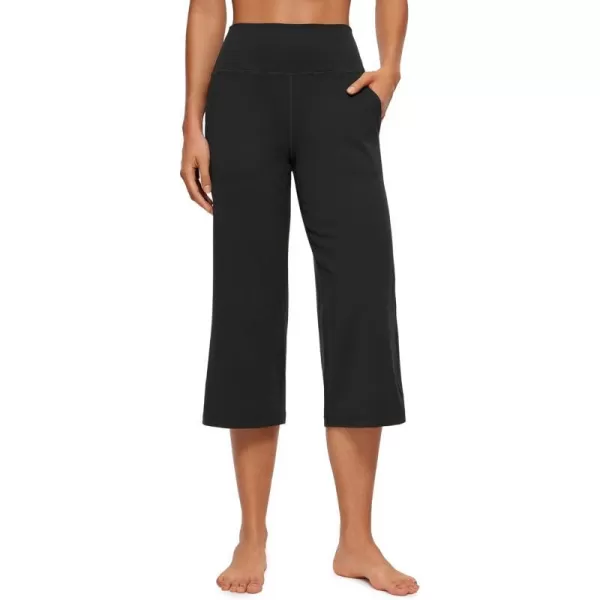 CRZ YOGA Womens Butterluxe High Waist Wide Leg Pants with Pockets 215 Inches  Buttery Soft Lounge Gym Workout Yoga CaprisBlack