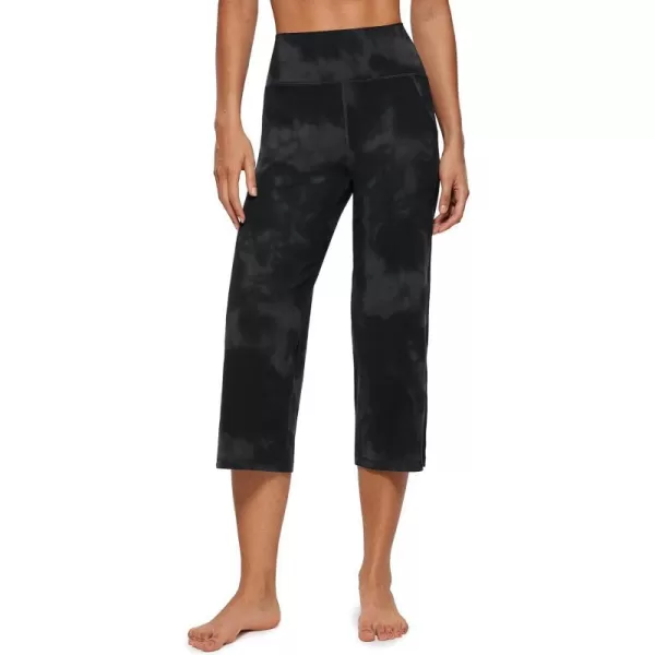 CRZ YOGA Womens Butterluxe High Waist Wide Leg Pants with Pockets 215 Inches  Buttery Soft Lounge Gym Workout Yoga CaprisBlack Tie Dye Flowers