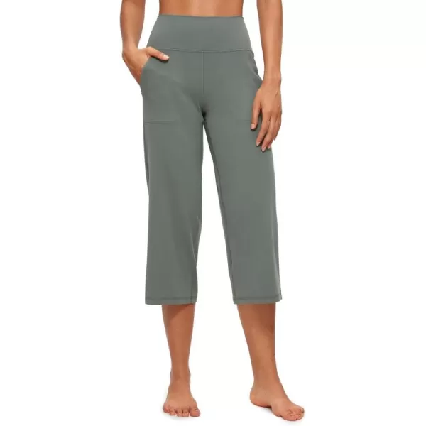 CRZ YOGA Womens Butterluxe High Waist Wide Leg Pants with Pockets 215 Inches  Buttery Soft Lounge Gym Workout Yoga CaprisGrey Sage