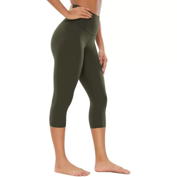 CRZ YOGA Womens Butterluxe High Waisted Lounge Legging 19 Inches  Workout Leggings Buttery Soft Capris Yoga PantsOlive Green