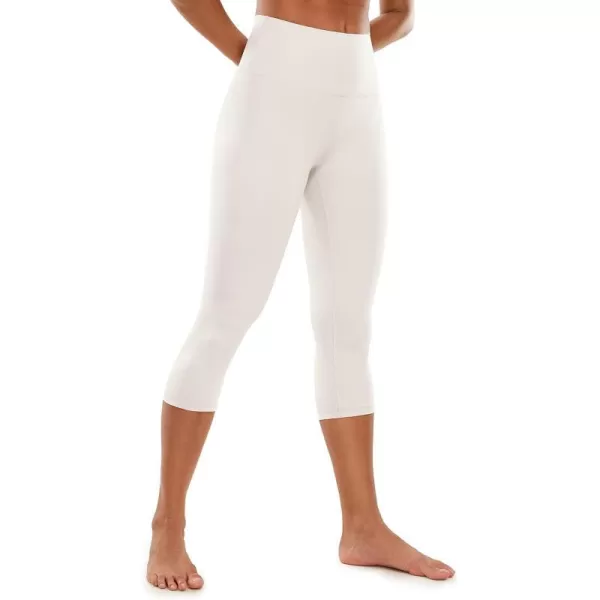 CRZ YOGA Womens Butterluxe High Waisted Lounge Legging 19 Inches  Workout Leggings Buttery Soft Capris Yoga PantsWhite Apricot