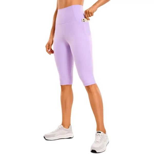 CRZ YOGA Womens Butterluxe Knee Length Capri Leggings 13 Inches  High Waisted Workout Yoga Long Biker Shorts with PocketsElfin Purple