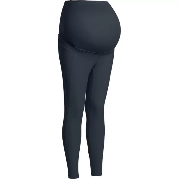 CRZ YOGA Womens Butterluxe Maternity Capris Leggings with Pockets 21  Workout Active Yoga Soft Over The Belly Crop PantsTrue Navy