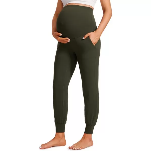 CRZ YOGA Womens Butterluxe Maternity Joggers with Pockets 27  Workout Activewear Yoga Pregnancy Pants Buttery SoftOlive Green