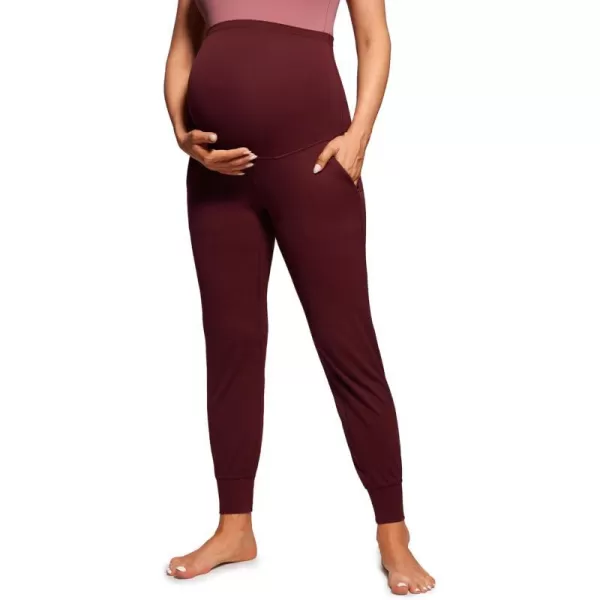 CRZ YOGA Womens Butterluxe Maternity Joggers with Pockets 27  Workout Activewear Yoga Pregnancy Pants Buttery SoftRed Merlot