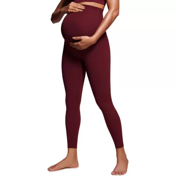 CRZ YOGA Womens Butterluxe Maternity Leggings 25  28  Workout Activewear Yoga Pregnancy Pants Over The Belly Buttery Soft25 inches Red Merlot