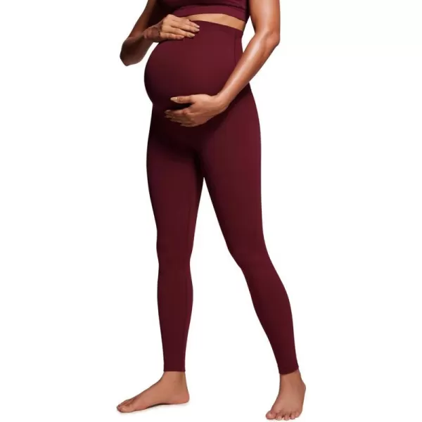 CRZ YOGA Womens Butterluxe Maternity Leggings 25  28  Workout Activewear Yoga Pregnancy Pants Over The Belly Buttery Soft28 inches Red Merlot