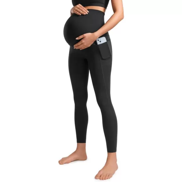 CRZ YOGA Womens Butterluxe Maternity Leggings with Pockets 25  Workout Activewear Yoga Pregnancy Pants Buttery Soft25 inches Black