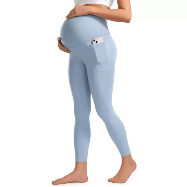 CRZ YOGA Womens Butterluxe Maternity Leggings with Pockets 25  Workout Activewear Yoga Pregnancy Pants Buttery Soft25 inches Cambric Blue