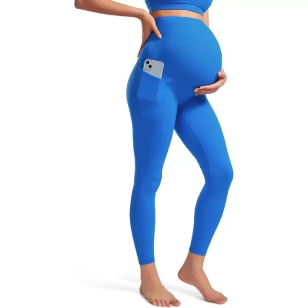 CRZ YOGA Womens Butterluxe Maternity Leggings with Pockets 25  Workout Activewear Yoga Pregnancy Pants Buttery Soft25 inches Sparkle Blue