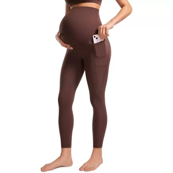 CRZ YOGA Womens Butterluxe Maternity Leggings with Pockets 25  Workout Activewear Yoga Pregnancy Pants Buttery Soft25 inches Taupe