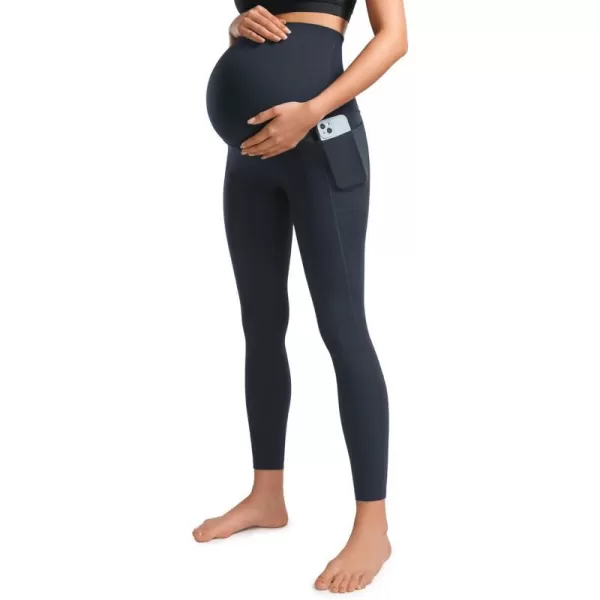 CRZ YOGA Womens Butterluxe Maternity Leggings with Pockets Over The Belly 25  Workout Active Yoga Pregnancy Pants SoftTrue Navy