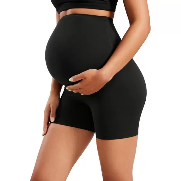 CRZ YOGA Womens Butterluxe Maternity Yoga Biker Shorts Over The Belly 4  6  Pregnancy Workout Running AthleticBlack