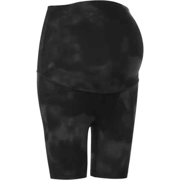 CRZ YOGA Womens Butterluxe Maternity Yoga Biker Shorts Over The Belly 4  6  Pregnancy Workout Running AthleticBlack Tie Dye Flowers