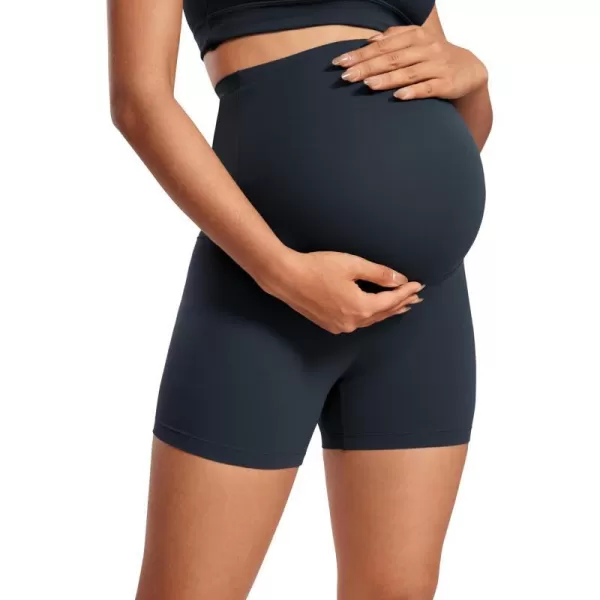 CRZ YOGA Womens Butterluxe Maternity Yoga Biker Shorts Over The Belly 4  6  Pregnancy Workout Running AthleticTrue Navy