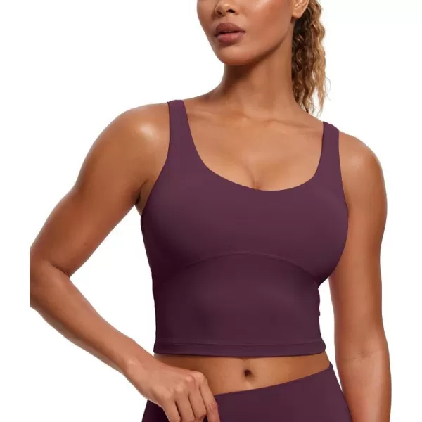 CRZ YOGA Womens Butterluxe U Back Longline Sports Bra  Padded Yoga Bra Cami Crop Top Workout Tank Top with Built in BraDeep Purple