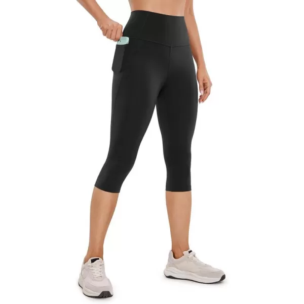 CRZ YOGA Womens Butterluxe Workout Capri Leggings with Pockets 17 Inches  High Waisted Crop Gym Yoga Pants Buttery Soft17 inches Black