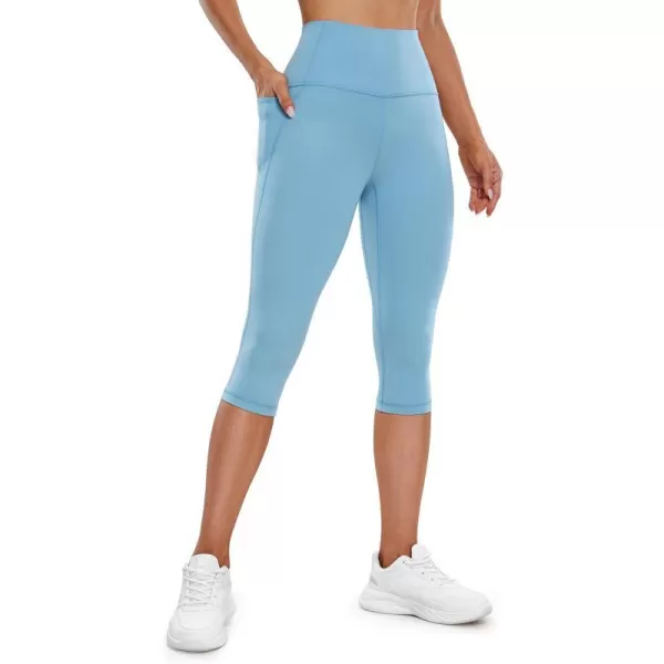 CRZ YOGA Womens Butterluxe Workout Capri Leggings with Pockets 17 Inches  High Waisted Crop Gym Yoga Pants Buttery Soft17 inches Pure Blue