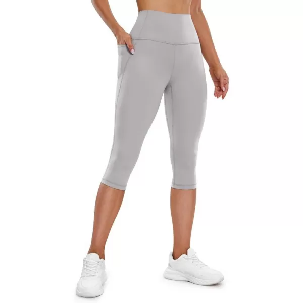 CRZ YOGA Womens Butterluxe Workout Capri Leggings with Pockets 17 Inches  High Waisted Crop Gym Yoga Pants Buttery SoftGull Gray