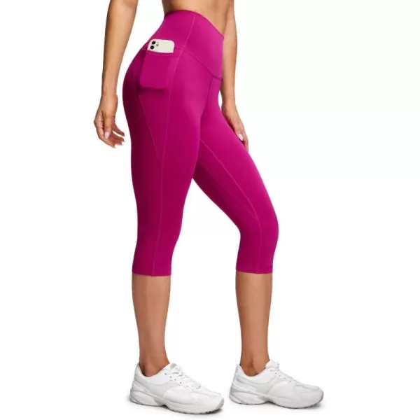 CRZ YOGA Womens Butterluxe Workout Capri Leggings with Pockets 17 Inches  High Waisted Crop Gym Yoga Pants Buttery SoftMagenta Purple