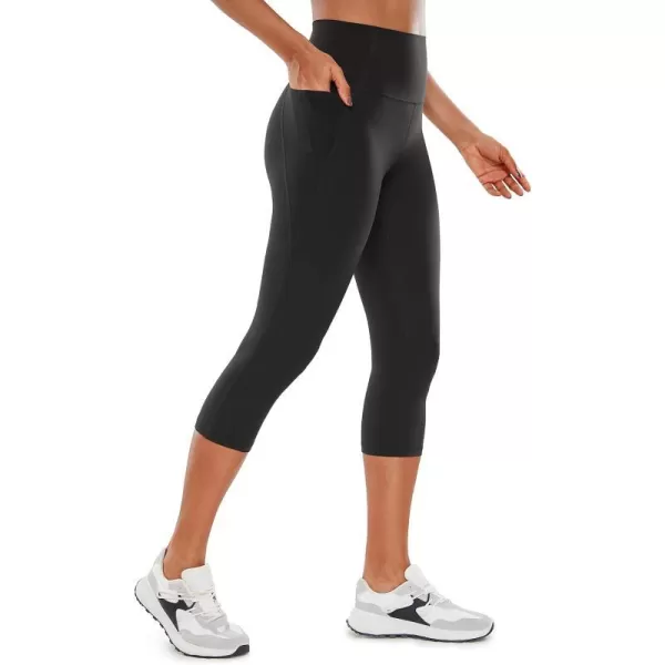 CRZ YOGA Womens Butterluxe Workout Capri Leggings with Pockets 19 Inches  High Waisted Crop Gym Yoga Pants Buttery Soft19 inches Black