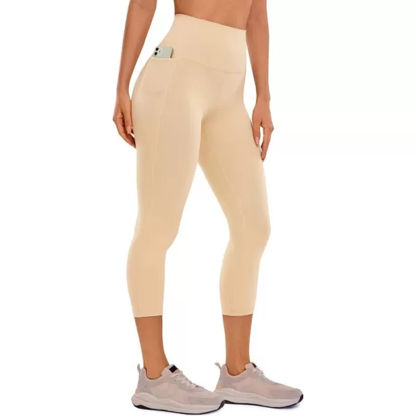 CRZ YOGA Womens Butterluxe Workout Capri Leggings with Pockets 21 Inches  High Waisted Gym Athletic Crop Yoga Leggings21 inches Tan Milkshake