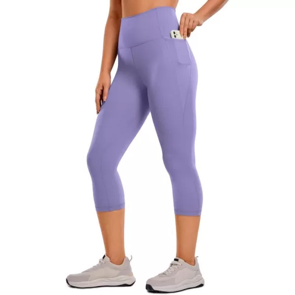 CRZ YOGA Womens Butterluxe Workout Capri Leggings with Pockets 21 Inches  High Waisted Gym Athletic Crop Yoga LeggingsDark Lavender Purple