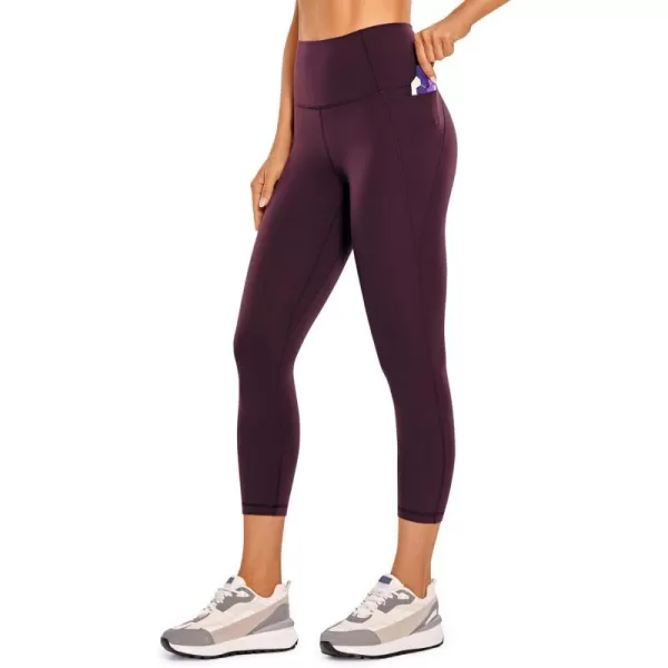 CRZ YOGA Womens Butterluxe Workout Capri Leggings with Pockets 21 Inches  High Waisted Gym Athletic Crop Yoga LeggingsDeep Purple