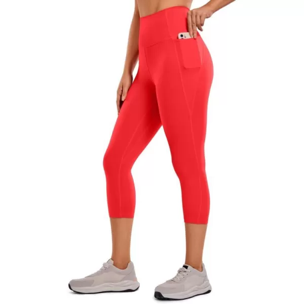 CRZ YOGA Womens Butterluxe Workout Capri Leggings with Pockets 21 Inches  High Waisted Gym Athletic Crop Yoga LeggingsDeep Red