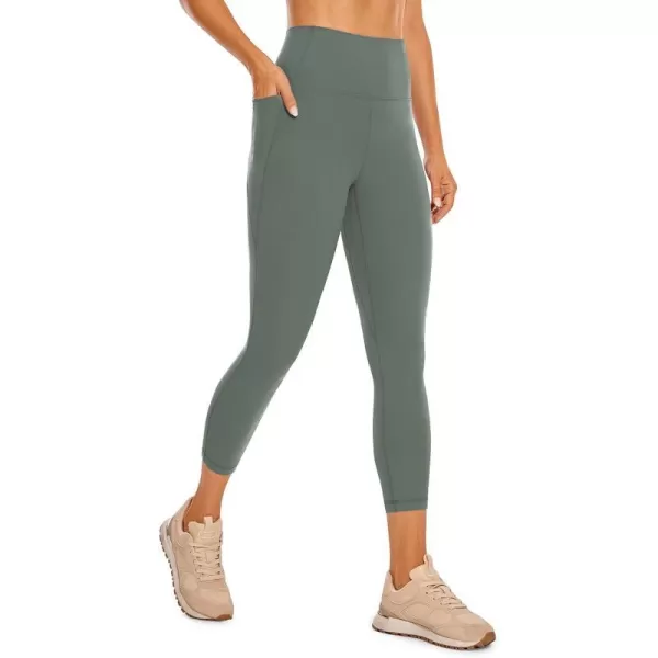 CRZ YOGA Womens Butterluxe Workout Capri Leggings with Pockets 21 Inches  High Waisted Gym Athletic Crop Yoga LeggingsGrey Sage