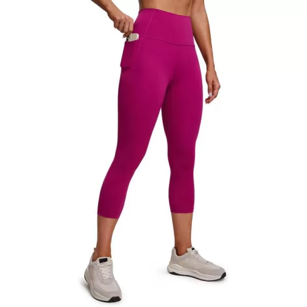 CRZ YOGA Womens Butterluxe Workout Capri Leggings with Pockets 21 Inches  High Waisted Gym Athletic Crop Yoga LeggingsMagenta Purple