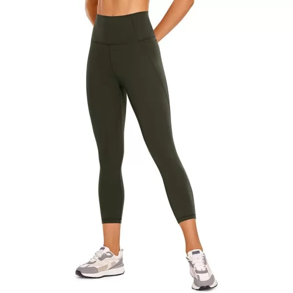 CRZ YOGA Womens Butterluxe Workout Capri Leggings with Pockets 21 Inches  High Waisted Gym Athletic Crop Yoga LeggingsOlive Green