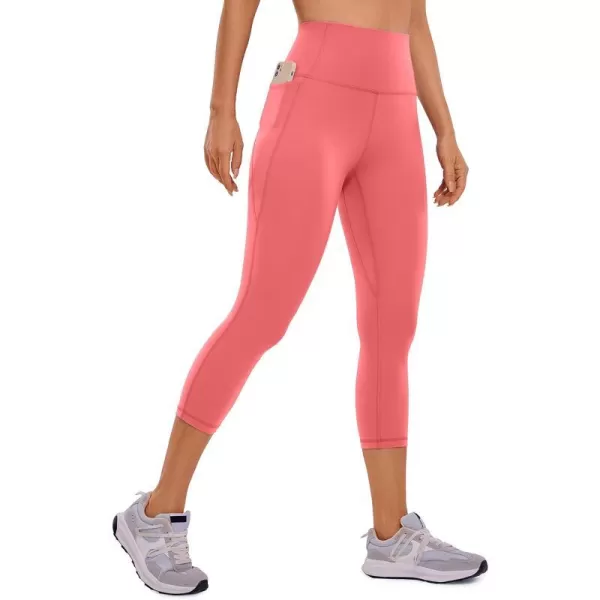 CRZ YOGA Womens Butterluxe Workout Capri Leggings with Pockets 21 Inches  High Waisted Gym Athletic Crop Yoga LeggingsRaspberry Sorbet