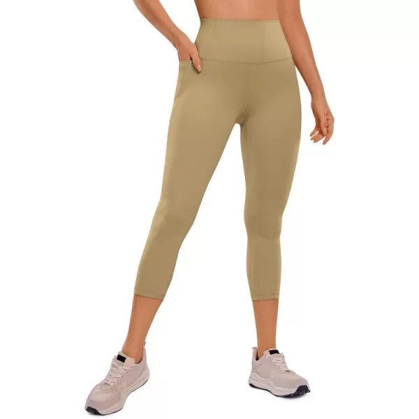 CRZ YOGA Womens Butterluxe Workout Capri Leggings with Pockets 21 Inches  High Waisted Gym Athletic Crop Yoga LeggingsSoul Brown