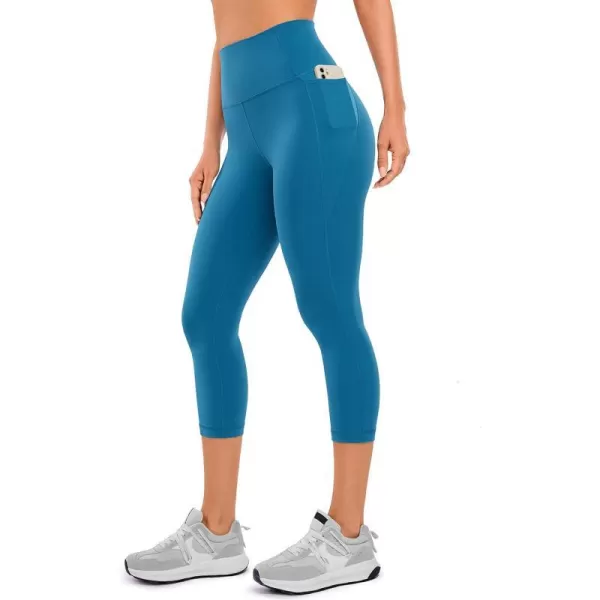 CRZ YOGA Womens Butterluxe Workout Capri Leggings with Pockets 21 Inches  High Waisted Gym Athletic Crop Yoga LeggingsSupersonic Blue