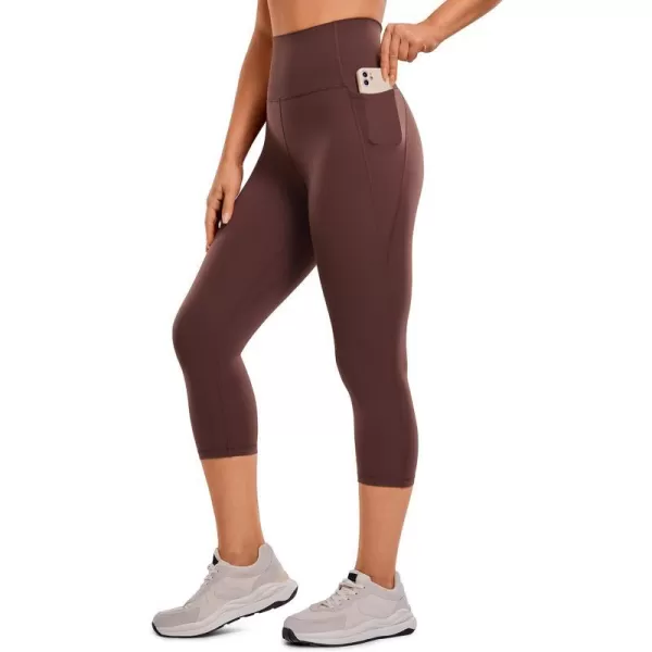 CRZ YOGA Womens Butterluxe Workout Capri Leggings with Pockets 21 Inches  High Waisted Gym Athletic Crop Yoga LeggingsTaupe