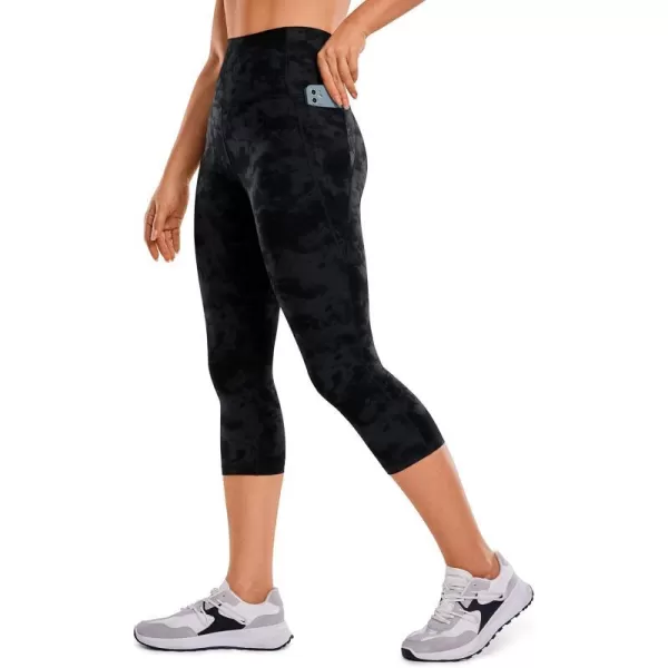 CRZ YOGA Womens Butterluxe Workout Capri Leggings with Pockets 21 Inches  High Waisted Gym Athletic Crop Yoga LeggingsTie Dye Smoke Ink