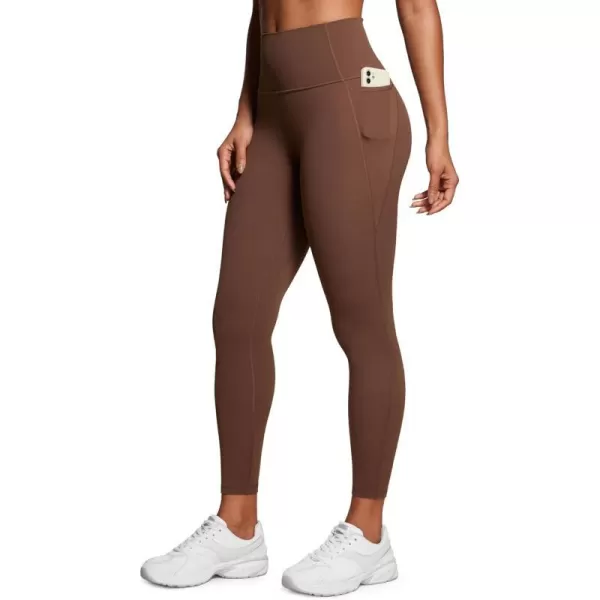 CRZ YOGA Womens Butterluxe Workout Leggings 25 Inches  High Waisted Gym Yoga Pants with Pockets Buttery SoftCoffee Brown