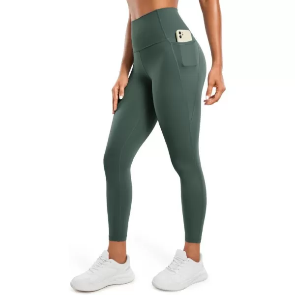 CRZ YOGA Womens Butterluxe Workout Leggings 25 Inches  High Waisted Gym Yoga Pants with Pockets Buttery SoftDark Forest Green