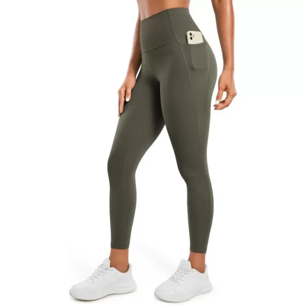 CRZ YOGA Womens Butterluxe Workout Leggings 25 Inches  High Waisted Gym Yoga Pants with Pockets Buttery SoftLight Army Green