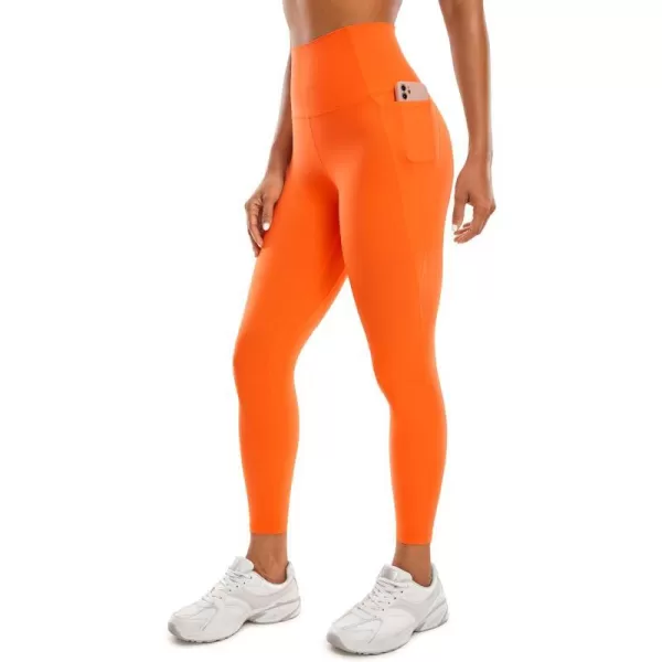 CRZ YOGA Womens Butterluxe Workout Leggings 25 Inches  High Waisted Gym Yoga Pants with Pockets Buttery SoftNeon Orange