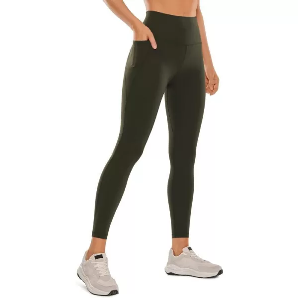 CRZ YOGA Womens Butterluxe Workout Leggings 25 Inches  High Waisted Gym Yoga Pants with Pockets Buttery SoftOlive Green