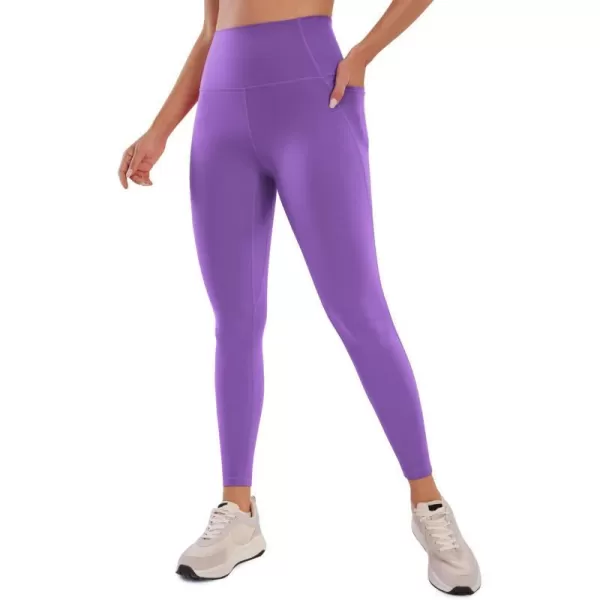 CRZ YOGA Womens Butterluxe Workout Leggings 25 Inches  High Waisted Gym Yoga Pants with Pockets Buttery SoftRoyal Lilac