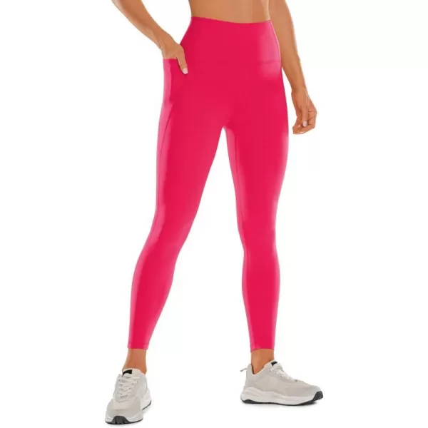 CRZ YOGA Womens Butterluxe Workout Leggings 25 Inches  High Waisted Gym Yoga Pants with Pockets Buttery SoftViva Magenta