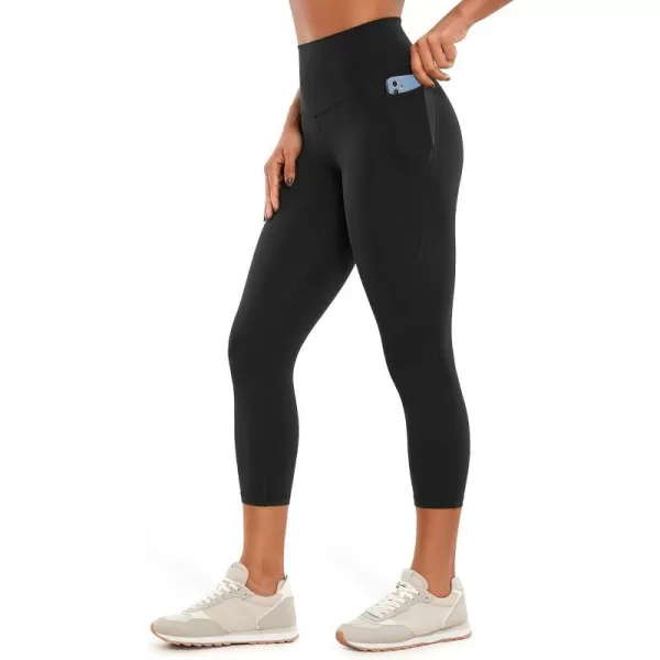 CRZ YOGA Womens Butterluxe Workout Yoga Capri Leggings 23 Inches  High Waist Crop Pants with Pockets Buttery Soft Gym23 inches Black