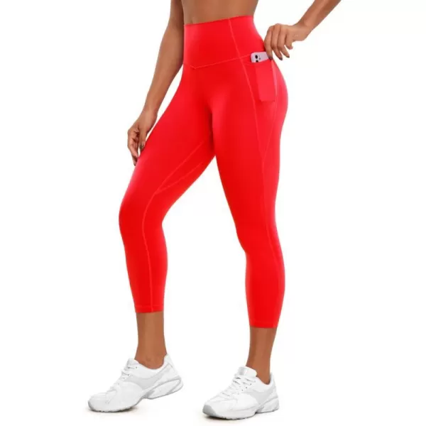 CRZ YOGA Womens Butterluxe Workout Yoga Capri Leggings 23 Inches  High Waist Crop Pants with Pockets Buttery Soft Gym23 inches Dark Red