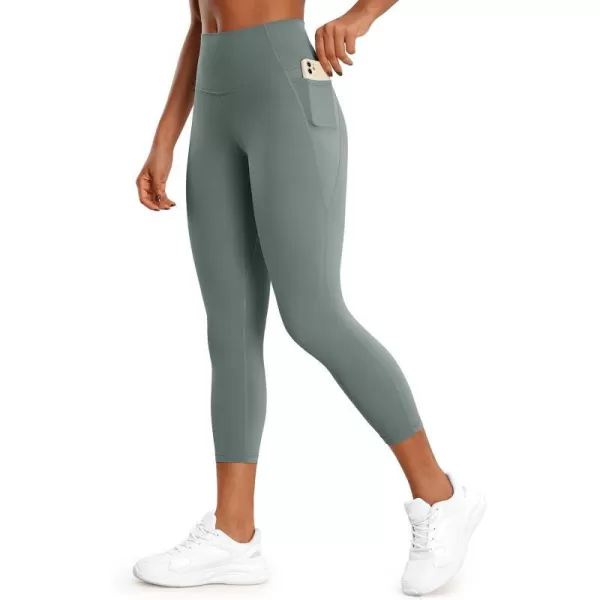 CRZ YOGA Womens Butterluxe Workout Yoga Capri Leggings 23 Inches  High Waist Crop Pants with Pockets Buttery Soft Gym23 inches Grey Sage