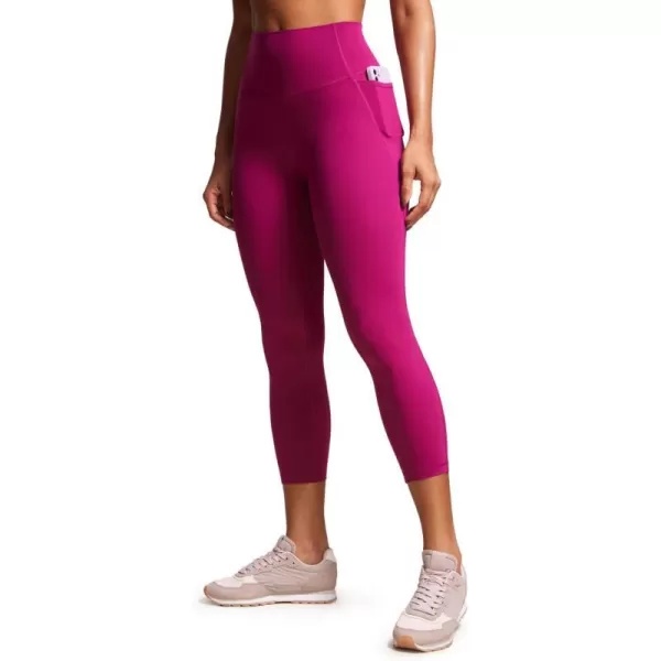 CRZ YOGA Womens Butterluxe Workout Yoga Capri Leggings 23 Inches  High Waist Crop Pants with Pockets Buttery Soft Gym23 inches Magenta Purple