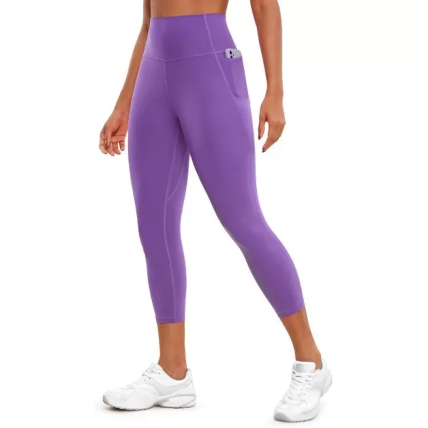 CRZ YOGA Womens Butterluxe Workout Yoga Capri Leggings 23 Inches  High Waist Crop Pants with Pockets Buttery Soft Gym23 inches Royal Lilac