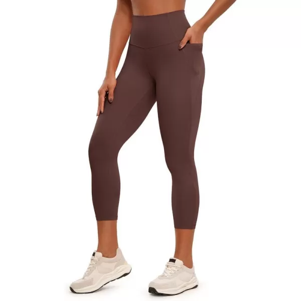 CRZ YOGA Womens Butterluxe Workout Yoga Capri Leggings 23 Inches  High Waist Crop Pants with Pockets Buttery Soft Gym23 inches Taupe